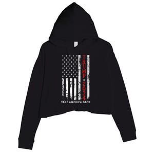 Trump 2024 Take America Back Patriotic Flag Crop Fleece Hoodie