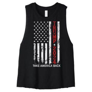 Trump 2024 Take America Back Patriotic Flag Women's Racerback Cropped Tank