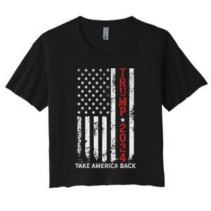 Trump 2024 Take America Back Patriotic Flag Women's Crop Top Tee