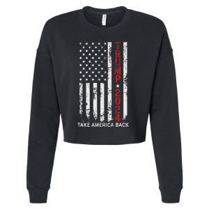 Trump 2024 Take America Back Patriotic Flag Cropped Pullover Crew