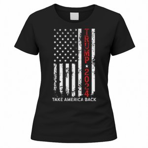 Trump 2024 Take America Back Patriotic Flag Women's T-Shirt