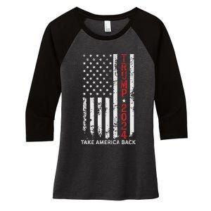 Trump 2024 Take America Back Patriotic Flag Women's Tri-Blend 3/4-Sleeve Raglan Shirt