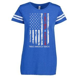 Trump 2024 Take America Back Patriotic Flag Enza Ladies Jersey Football T-Shirt