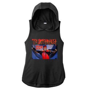 Trumpamania 2024 Trump Vance 2024 Trump Rally 2024 Ladies PosiCharge Tri-Blend Wicking Draft Hoodie Tank