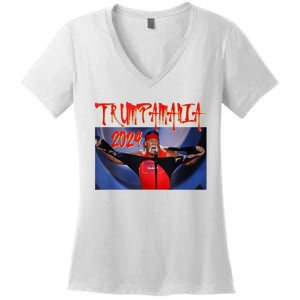 Trumpamania 2024 Trump Vance 2024 Trump Rally 2024 Women's V-Neck T-Shirt