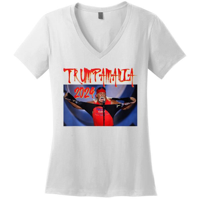 Trumpamania 2024 Trump Vance 2024 Trump Rally 2024 Women's V-Neck T-Shirt