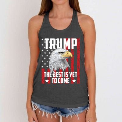 Trump 2024 The Best Is Yet To Come USA Flag Trump Eagle Women's Knotted Racerback Tank