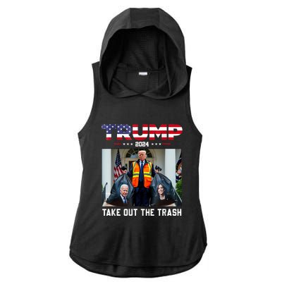 Trump 2024 Take Out The Trash Funny Trump Garbage Man Ladies PosiCharge Tri-Blend Wicking Draft Hoodie Tank