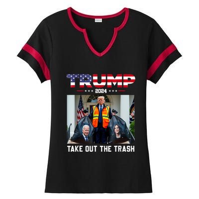 Trump 2024 Take Out The Trash Funny Trump Garbage Man Ladies Halftime Notch Neck Tee