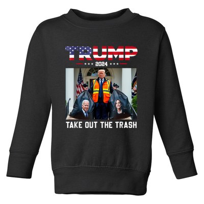 Trump 2024 Take Out The Trash Funny Trump Garbage Man Toddler Sweatshirt