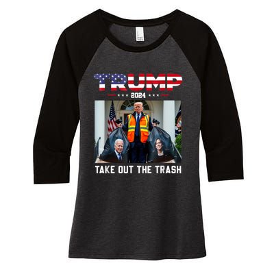 Trump 2024 Take Out The Trash Funny Trump Garbage Man Women's Tri-Blend 3/4-Sleeve Raglan Shirt