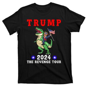 Trump 2024 The Revenge Tour Riding Dinosaur American Flag T-Shirt