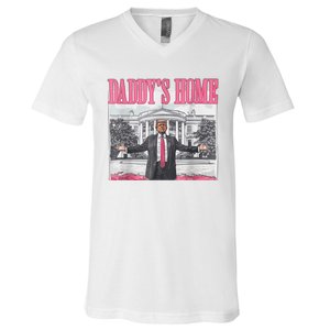 Trump 2024 Take America Back DaddyS Home Trump Pink 2024 V-Neck T-Shirt