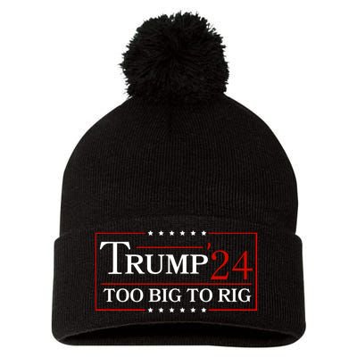 Trump 2024 Too Big To Rig Pom Pom 12in Knit Beanie