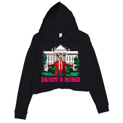 Trump 2024 Take America Back Daddys Home Christmas Crop Fleece Hoodie