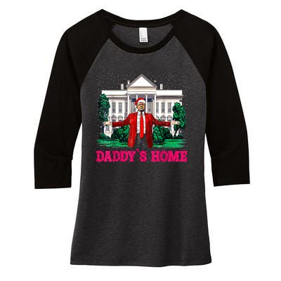 Trump 2024 Take America Back Daddys Home Christmas Women's Tri-Blend 3/4-Sleeve Raglan Shirt