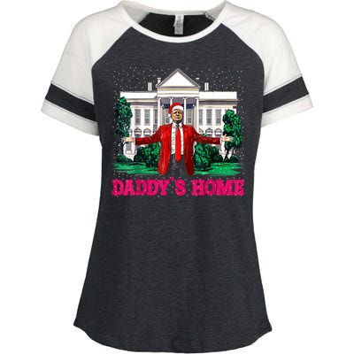 Trump 2024 Take America Back Daddys Home Christmas Enza Ladies Jersey Colorblock Tee