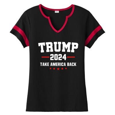 Trump 2024 Take America Back Election Politics The Return Great Gift Ladies Halftime Notch Neck Tee