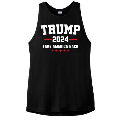 Trump 2024 Take America Back Election Politics The Return Great Gift Ladies PosiCharge Tri-Blend Wicking Tank