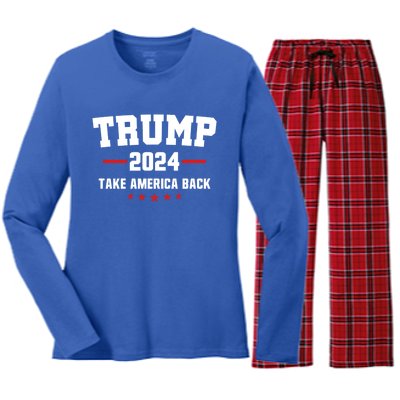 Trump 2024 Take America Back Election Politics The Return Great Gift Women's Long Sleeve Flannel Pajama Set 