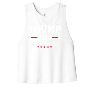 Trump 2024 Take America Back Election Politics The Return Great Gift Women's Racerback Cropped Tank