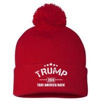 Trump 2024 Take America Back Election Pom Pom 12in Knit Beanie