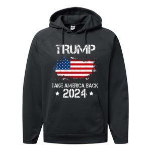 Trump 2024 Take America Back American Flag Election Performance Fleece Hoodie