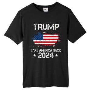 Trump 2024 Take America Back American Flag Election Tall Fusion ChromaSoft Performance T-Shirt