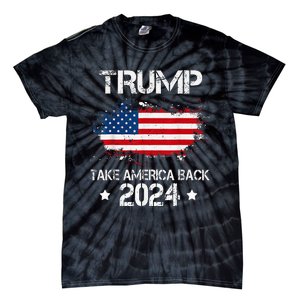 Trump 2024 Take America Back American Flag Election Tie-Dye T-Shirt