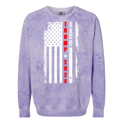 Trump 2024 Take America Back USA Flag Colorblast Crewneck Sweatshirt