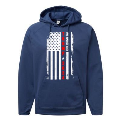 Trump 2024 Take America Back USA Flag Performance Fleece Hoodie