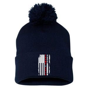 Trump 2024 Take America Back USA Flag Pom Pom 12in Knit Beanie