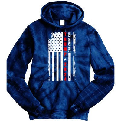 Trump 2024 Take America Back USA Flag Tie Dye Hoodie