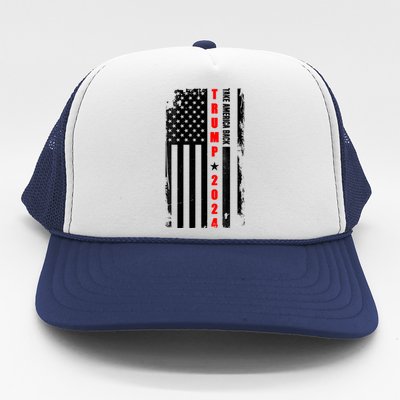 Trump 2024 Take America Back USA Flag Trucker Hat