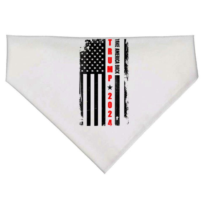 Trump 2024 Take America Back USA Flag USA-Made Doggie Bandana