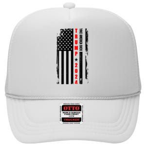 Trump 2024 Take America Back USA Flag High Crown Mesh Back Trucker Hat