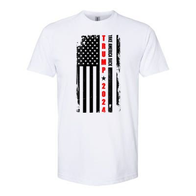 Trump 2024 Take America Back USA Flag Softstyle CVC T-Shirt