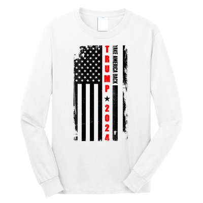 Trump 2024 Take America Back USA Flag Long Sleeve Shirt