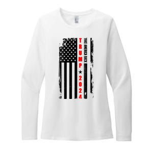 Trump 2024 Take America Back USA Flag Womens CVC Long Sleeve Shirt