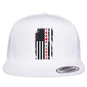 Trump 2024 Take America Back USA Flag Flat Bill Trucker Hat