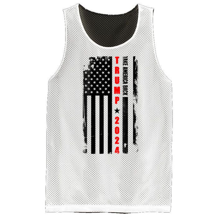 Trump 2024 Take America Back USA Flag Mesh Reversible Basketball Jersey Tank