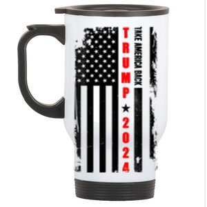 Trump 2024 Take America Back USA Flag Stainless Steel Travel Mug