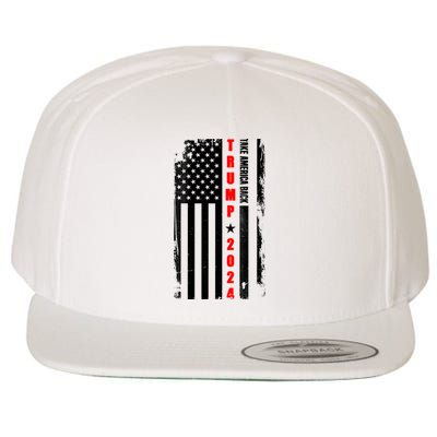 Trump 2024 Take America Back USA Flag Wool Snapback Cap