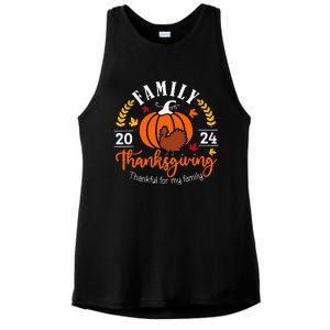 Thanksgiving 2024 Thankful For My Family Turkey Pumpkin Ladies PosiCharge Tri-Blend Wicking Tank