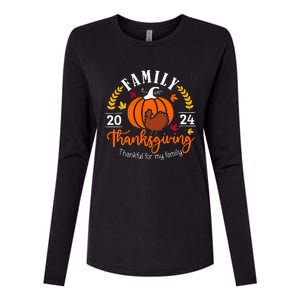 Thanksgiving 2024 Thankful For My Family Turkey Pumpkin Womens Cotton Relaxed Long Sleeve T-Shirt