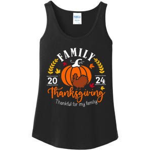 Thanksgiving 2024 Thankful For My Family Turkey Pumpkin Ladies Essential Tank