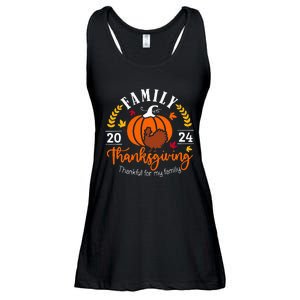 Thanksgiving 2024 Thankful For My Family Turkey Pumpkin Ladies Essential Flowy Tank