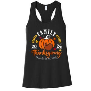 Thanksgiving 2024 Thankful For My Family Turkey Pumpkin Women's Racerback Tank