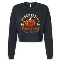 Thanksgiving 2024 Thankful For My Family Turkey Pumpkin Cropped Pullover Crew