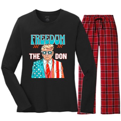 Trump 2024 Take America Back Daddys Home Trump 2024 Women's Long Sleeve Flannel Pajama Set 